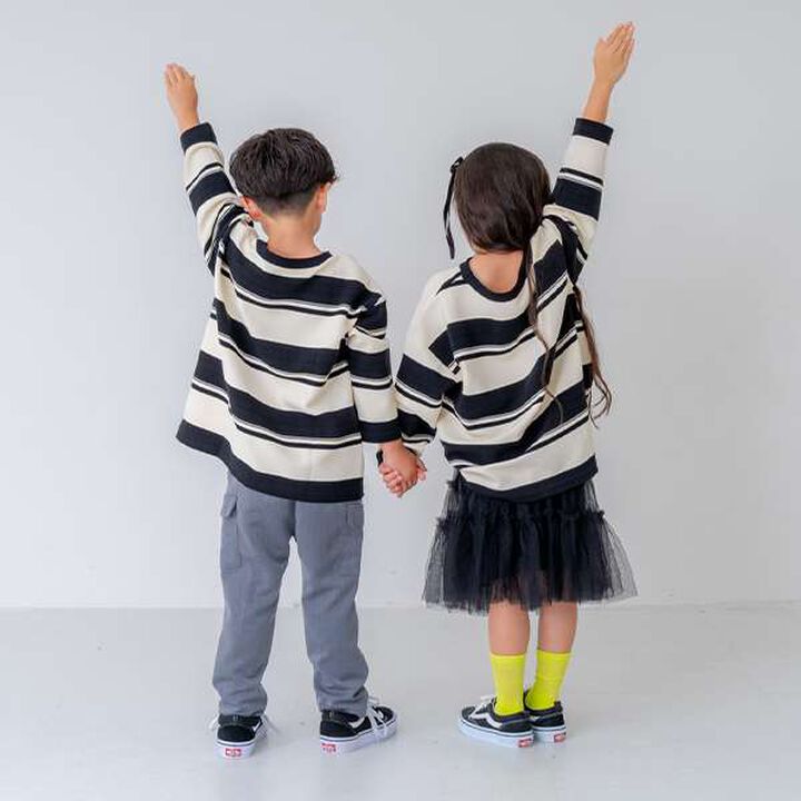 [Matching with Dad Outfit] Kids Stripe Pattern Big Long Sleeve T-Shirt,Green, medium image number 14