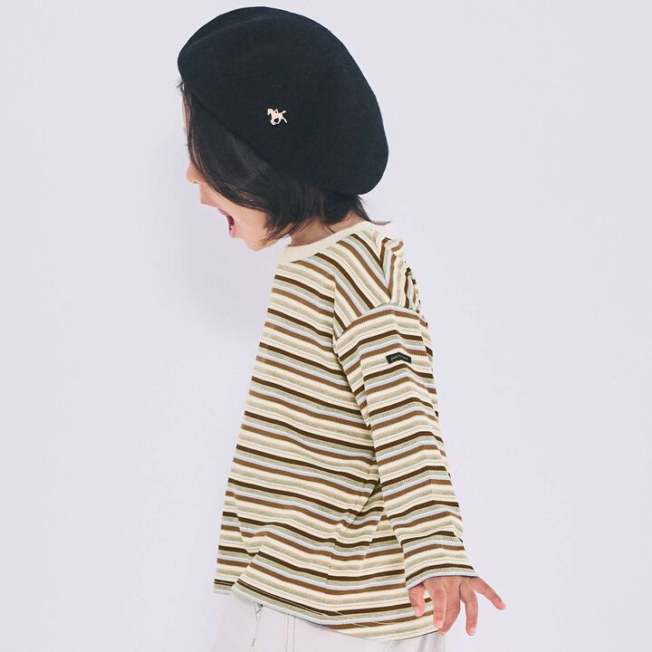 Multi-Stripe Ribbed Long-Sleeve T-Shirt,Pearl white, medium image number 1