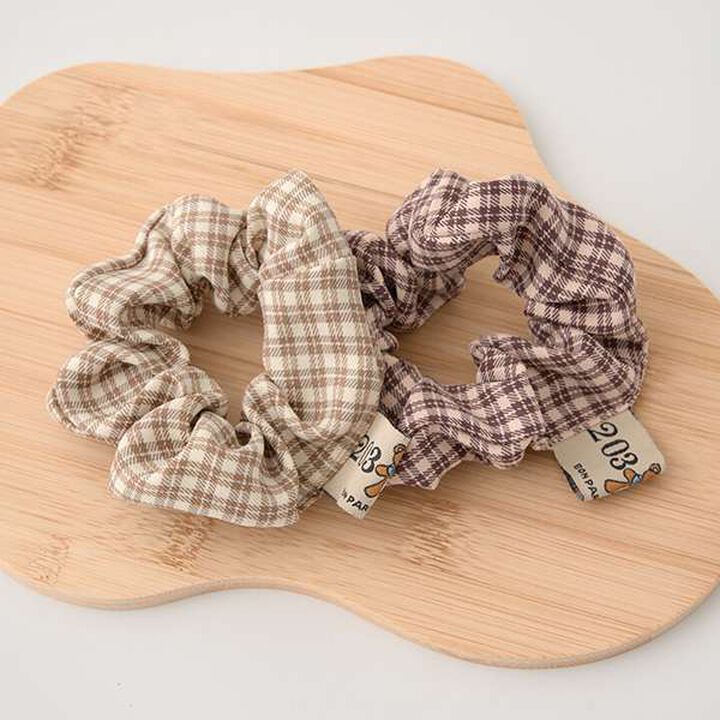 Bear Tag Check Chouchou,Beige, medium image number 1