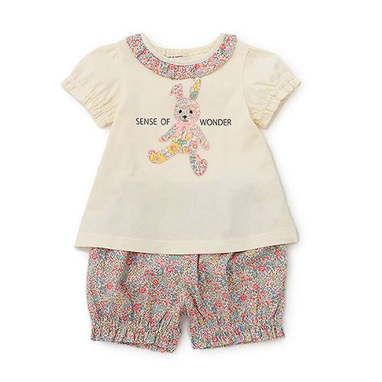 Liberty Appliqué Bunny Baby Suit,Pink, large image number 6