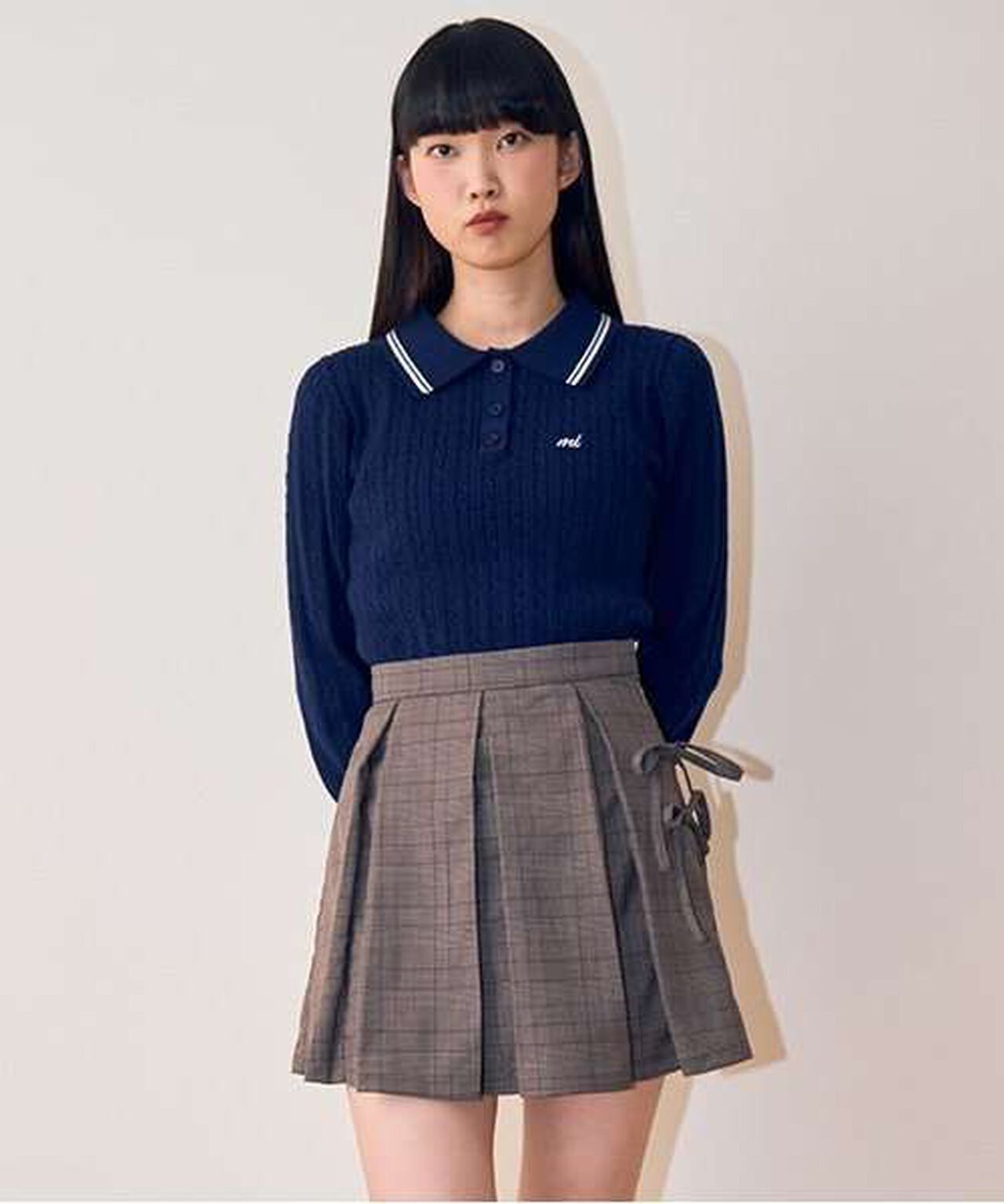 Ribbon Pleated Skirt,Gray, large image number 16