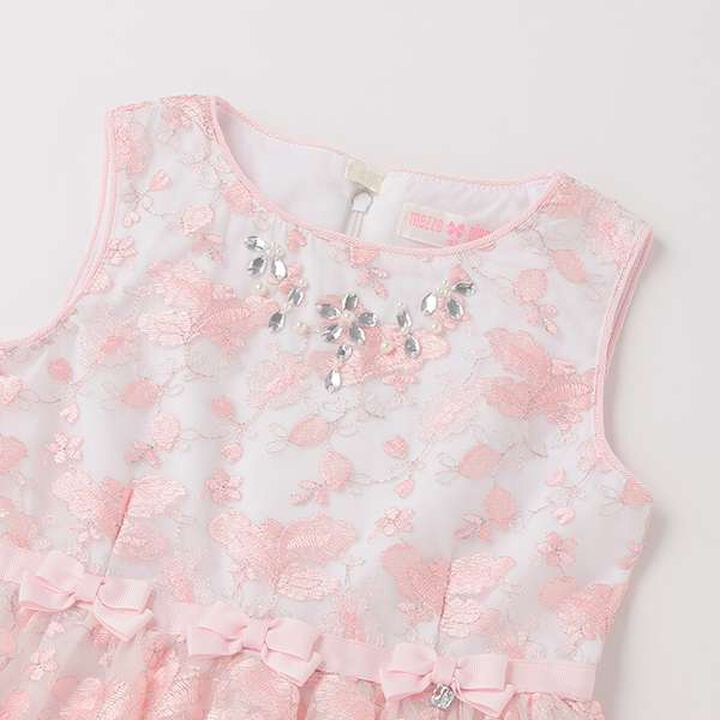 Floral Embroidery Lace One-Piece Dress,Light pink, medium image number 4