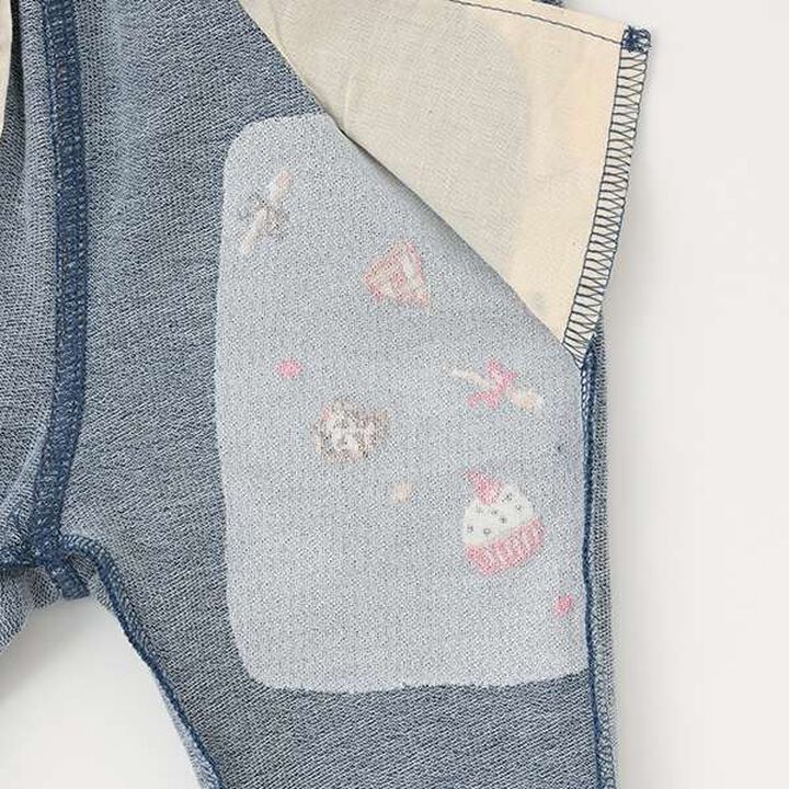 Sweets Embroidery Knit Denim Pants,Navy, medium image number 7