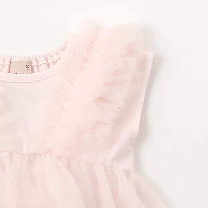 [Link] Tulle Docking Short-Sleeve T-Shirt,Off white, medium image number 7