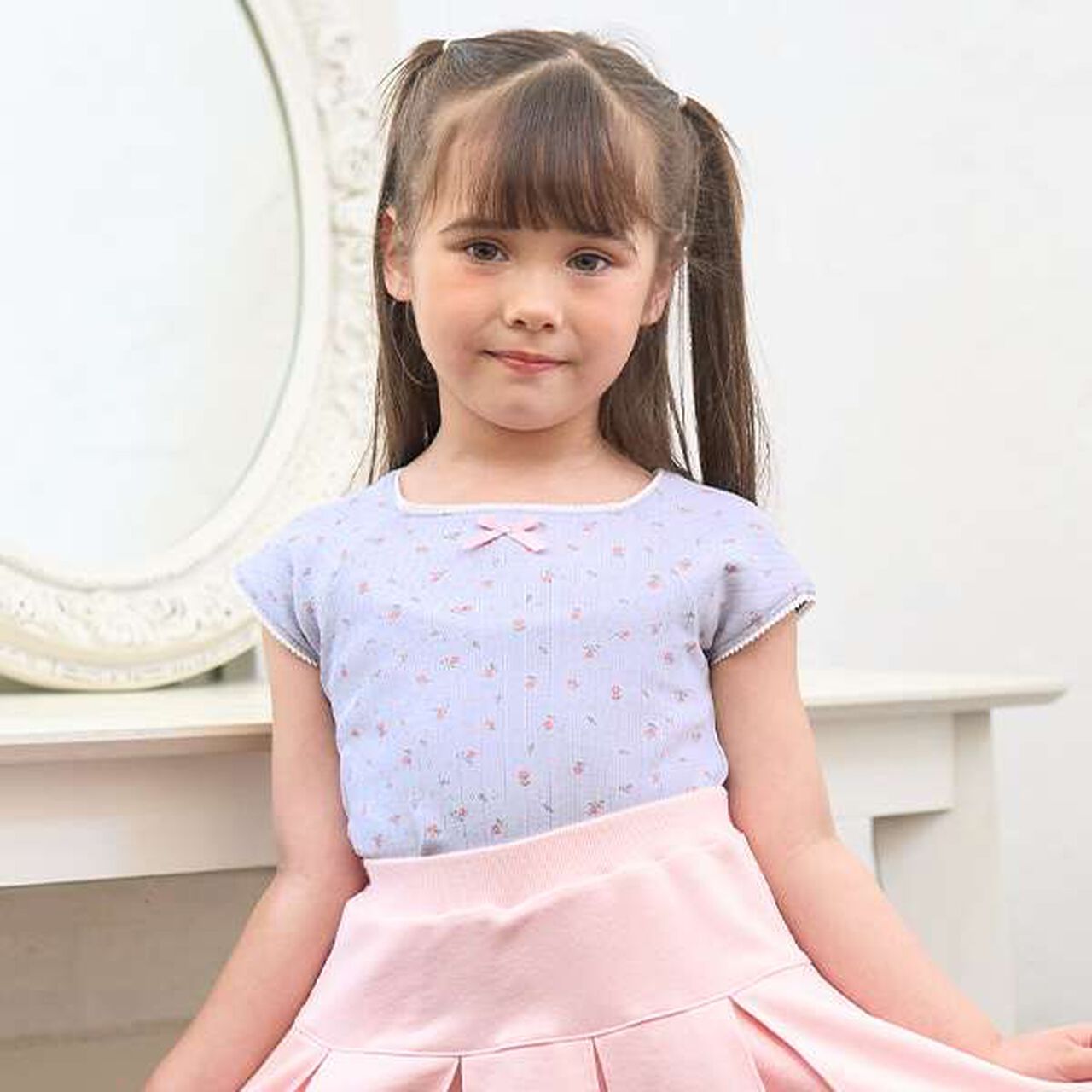 Floral Print Mini Top,Sax blue, large image number 0