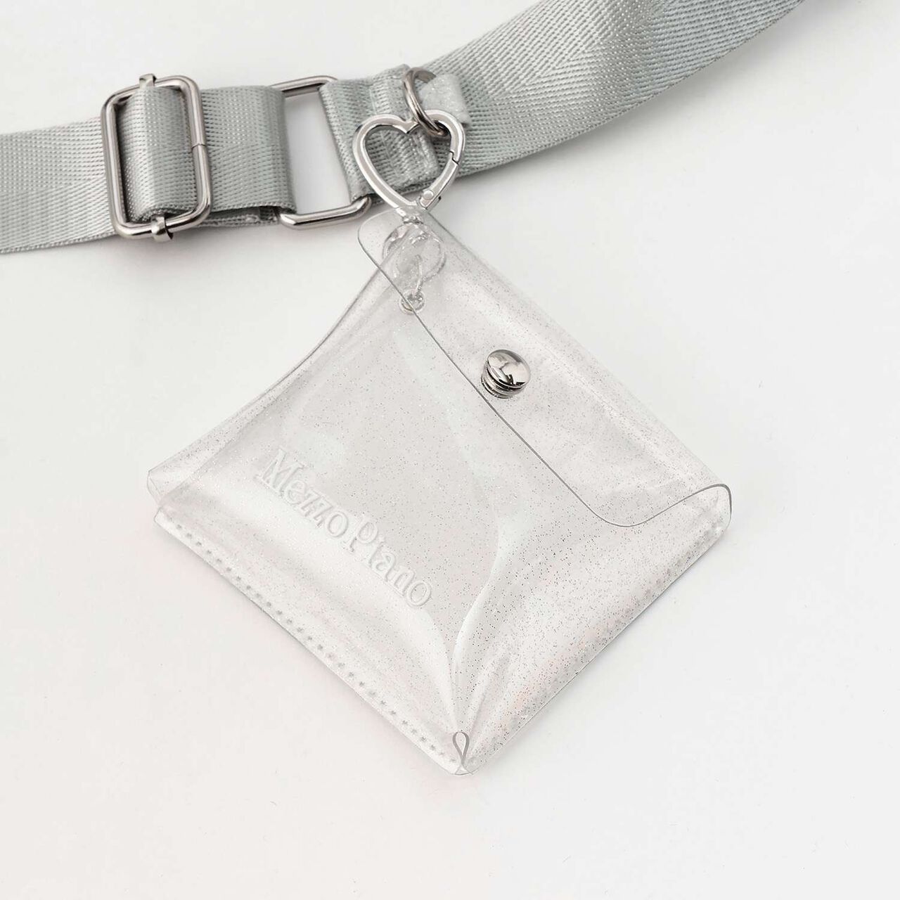 Sparkling Ribbon Flap Shoulder Bag with Pouch,Silver, large image number 5