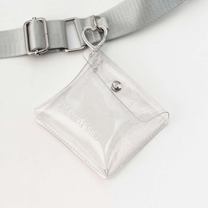 Sparkling Ribbon Flap Shoulder Bag with Pouch,Silver, medium image number 5