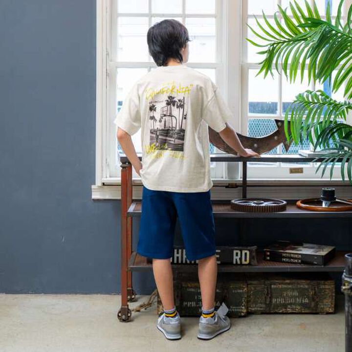 [Anti-Stain] Resort Back Print Short Sleeve T-Shirt,Navy, medium image number 1