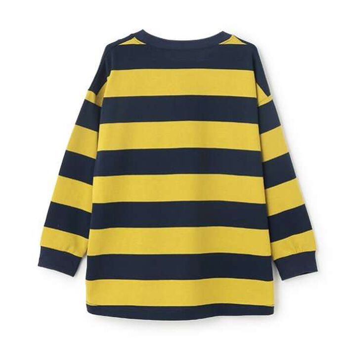 [365D.] Wide Stripe Pattern Long Sleeve T-Shirt with Ribbed Sleeves,Blue, medium image number 4