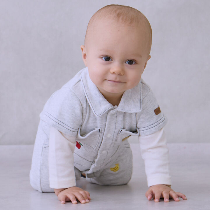 All-Over Embroidered Collared Coverall,Smoke white, medium image number 1