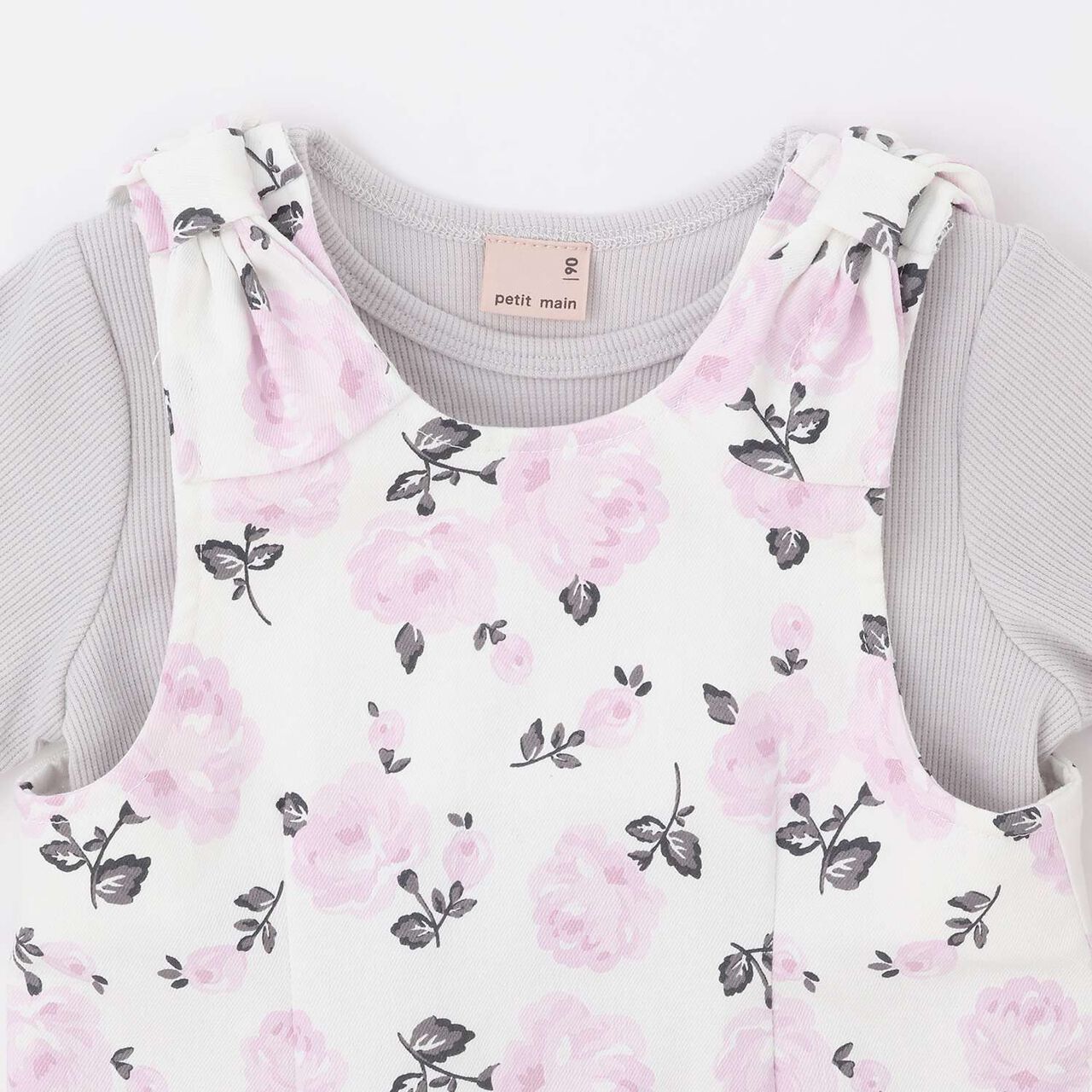 Link Shoulder Ribbon Jumper Skirt Set,Navy, large image number 9