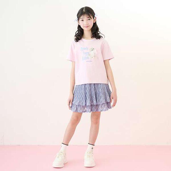 Sheer Check Random Pleated Skirt-Pants,Light gray, medium image number 11