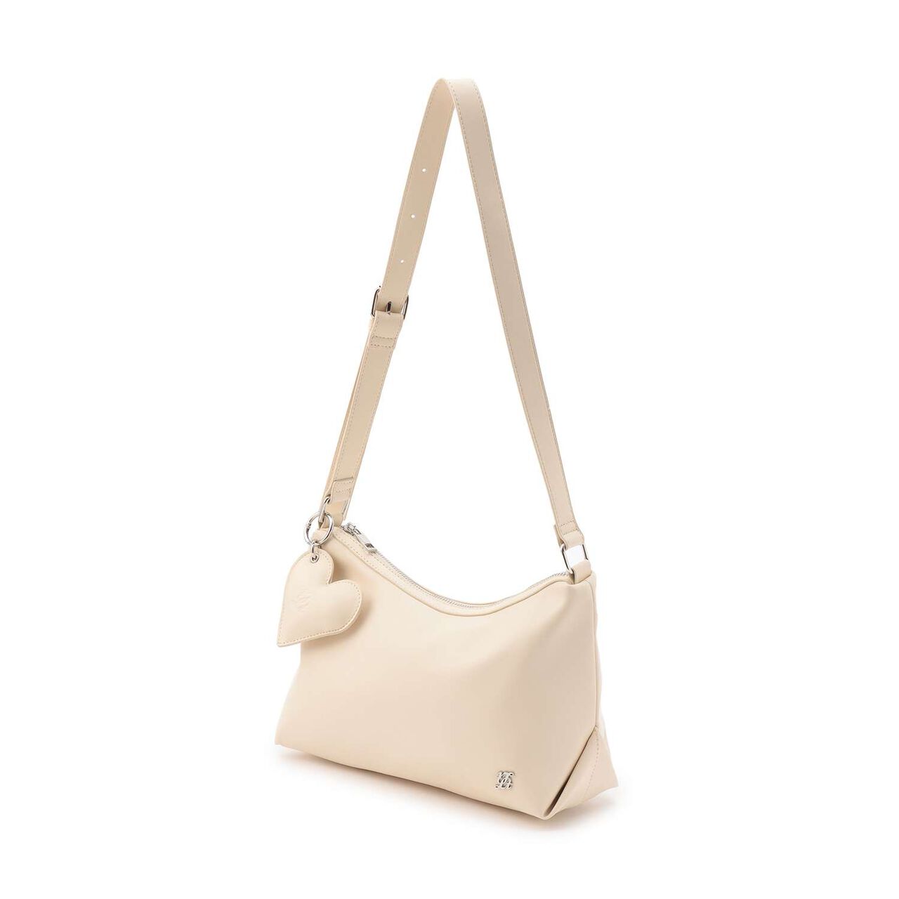 Charm-Embellished Faux Leather Shoulder Bag,Ivory, large image number 2