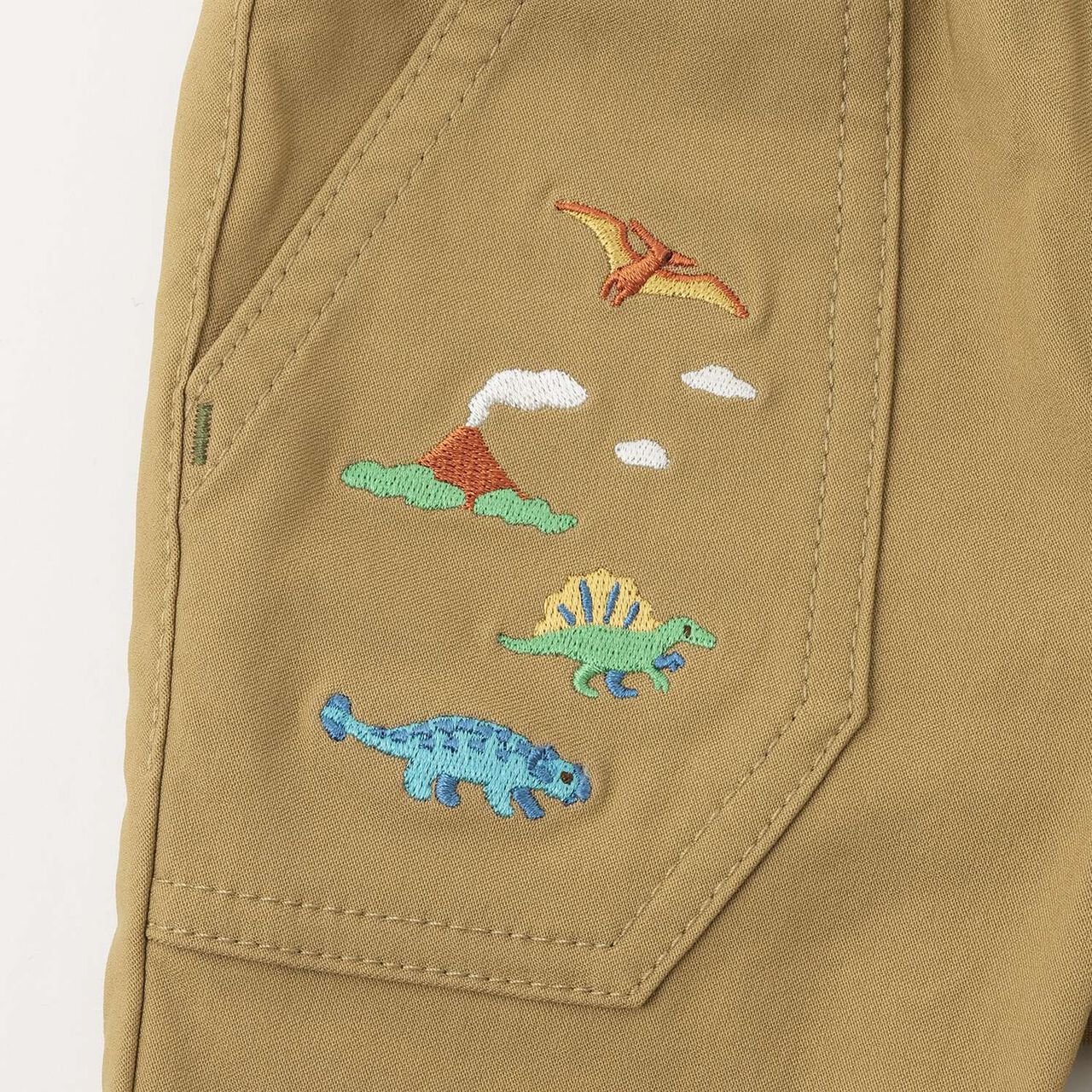 Dinosaur Cuffed Long-Length Straight Pants,Beige, large image number 5