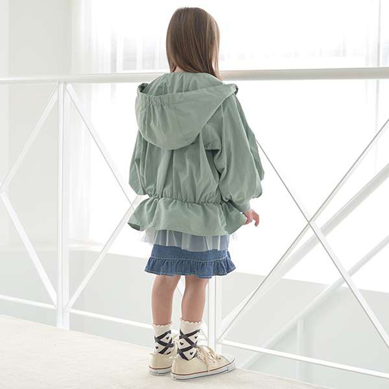 Peplum Silhouette Windbreaker,Black, large image number 5