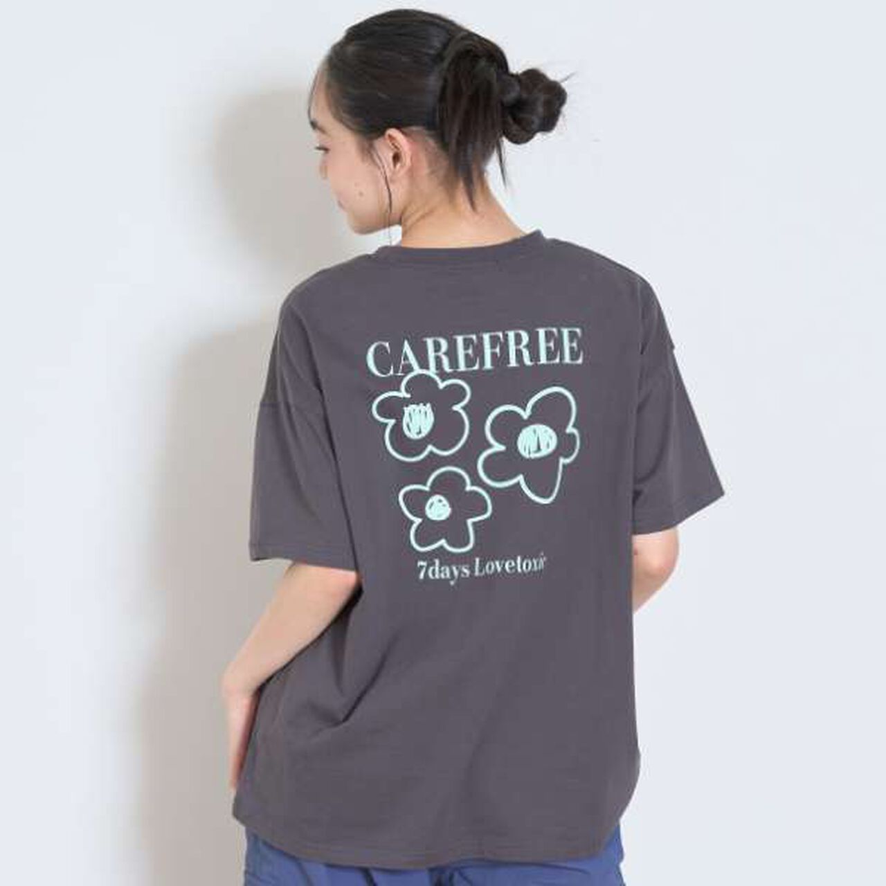 [7days] Flower Pocket Big T-Shirt,Charcoal gray, large image number 0