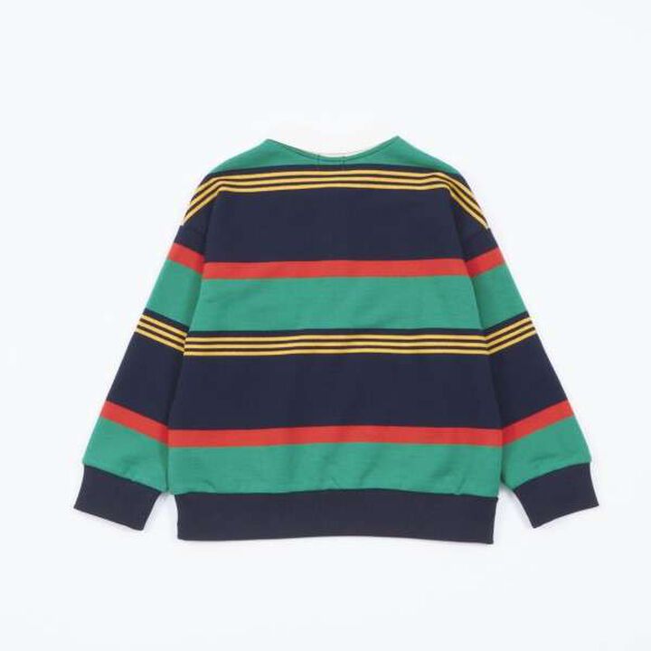 KP Boy Panel Stripe Polo Collar Sweatshirt (100-160),Brown, medium image number 7