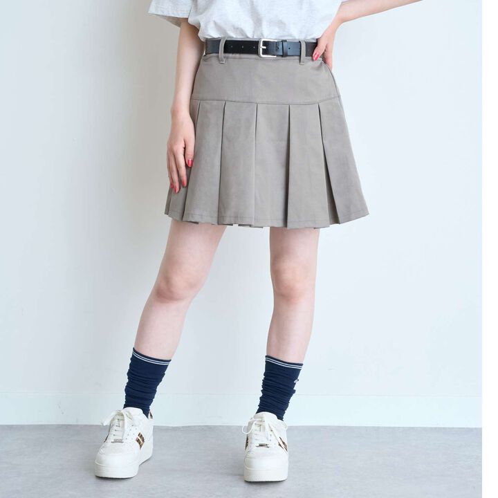 [Easy Care] Pleated Skirt with Belt,Black, medium image number 10
