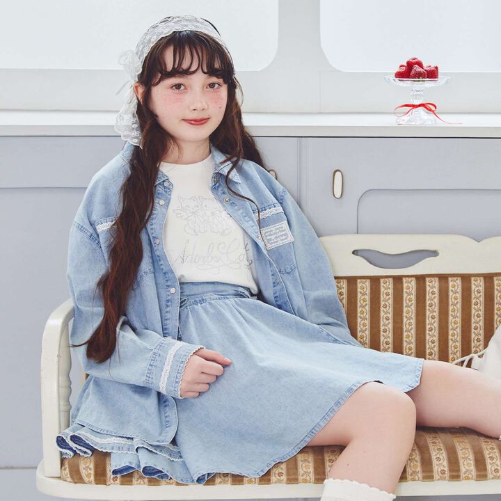 Assorted Material Irregular Hem Skirt with Shorts,Light blue, medium image number 14