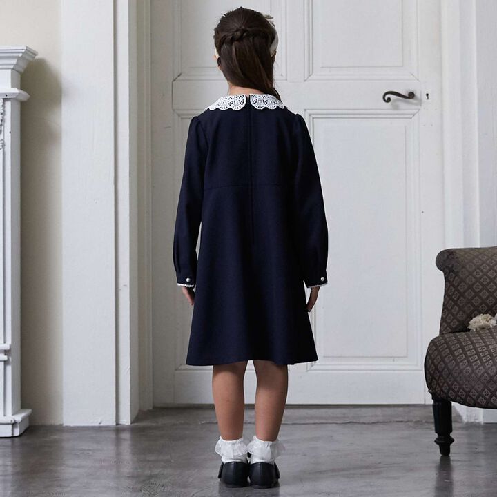 Semi-Formal Lace Collar One-Piece Dress,Beige, medium image number 6