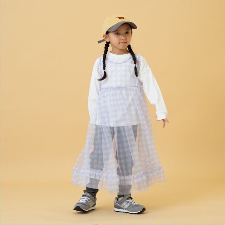 Chiffon Checkered One-Piece Dress,Lavender, medium image number 0