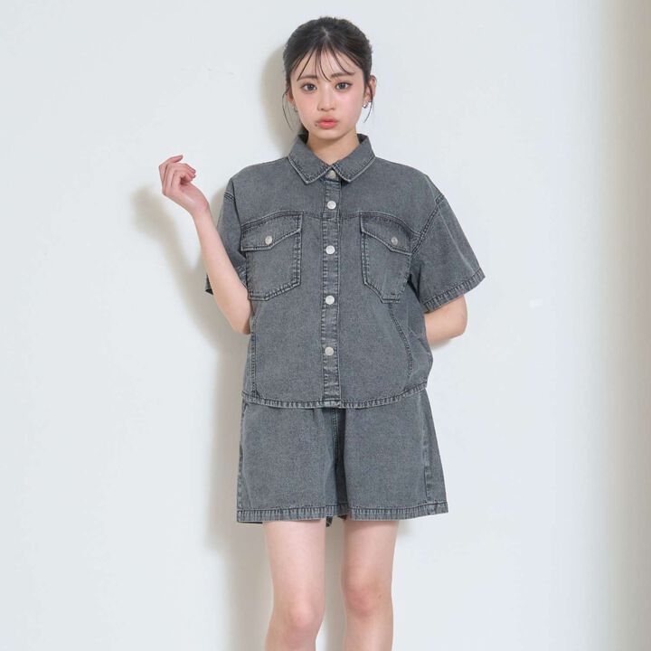 [LTXC/Cool Touch] Denim Shirt Outfit Set,Gray, medium image number 0