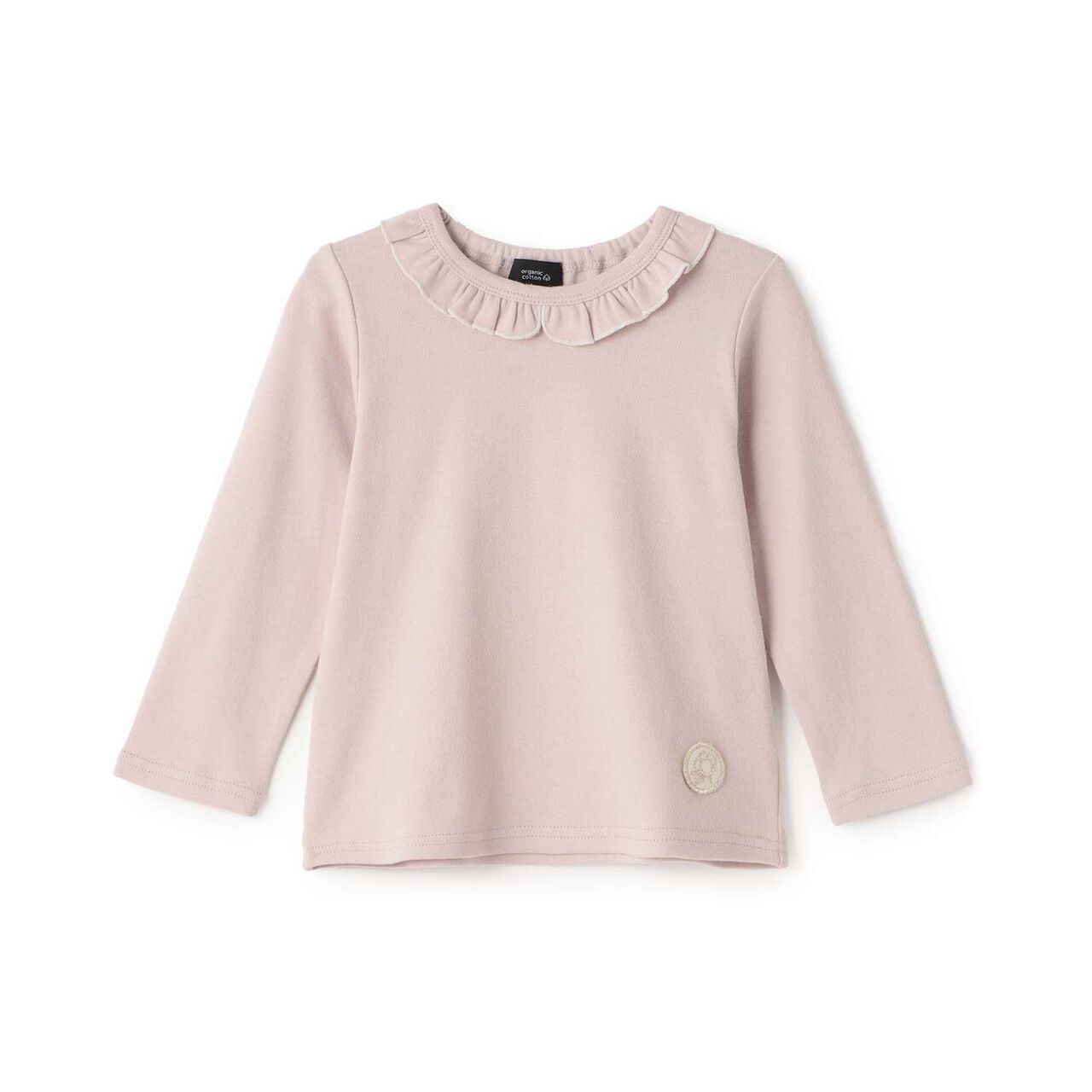 Organic Frilled Collar Long-Sleeve T-Shirt,Blue green, large image number 7