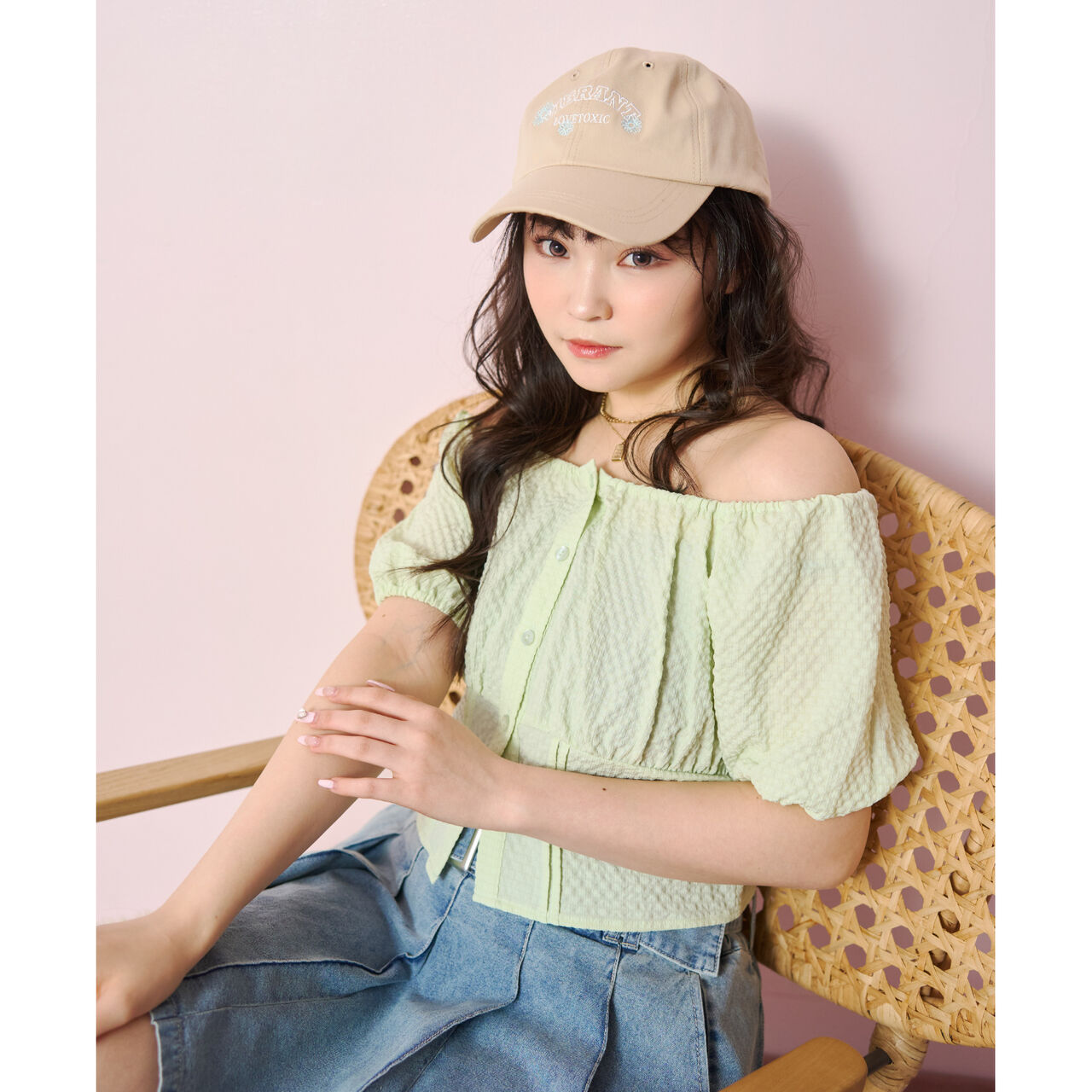 Off-Shoulder Blouse,Light green, large image number 0