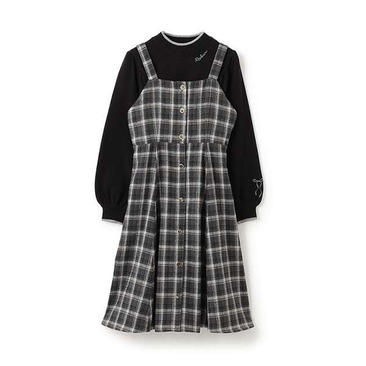 Knit Pullover & Camisole Dress Set,Black, large image number 16