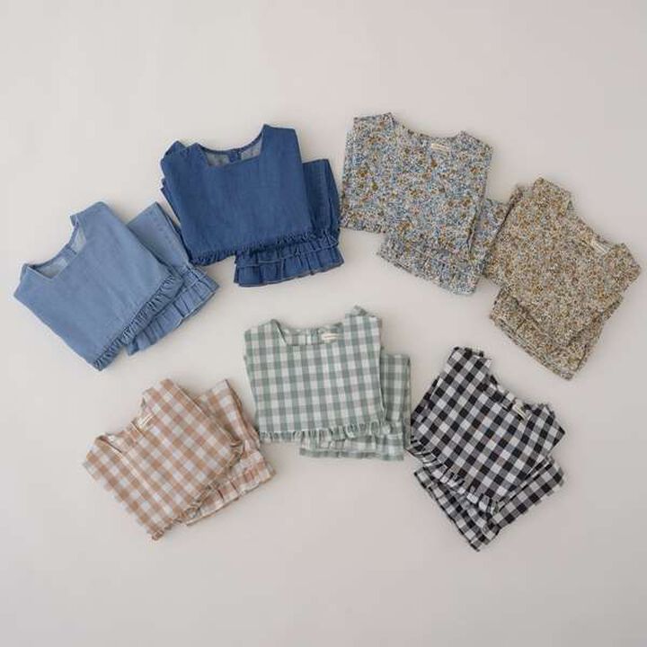 Peplum Blouse & Hem Frill Pants Outfit Set,Mocha tea, medium image number 1