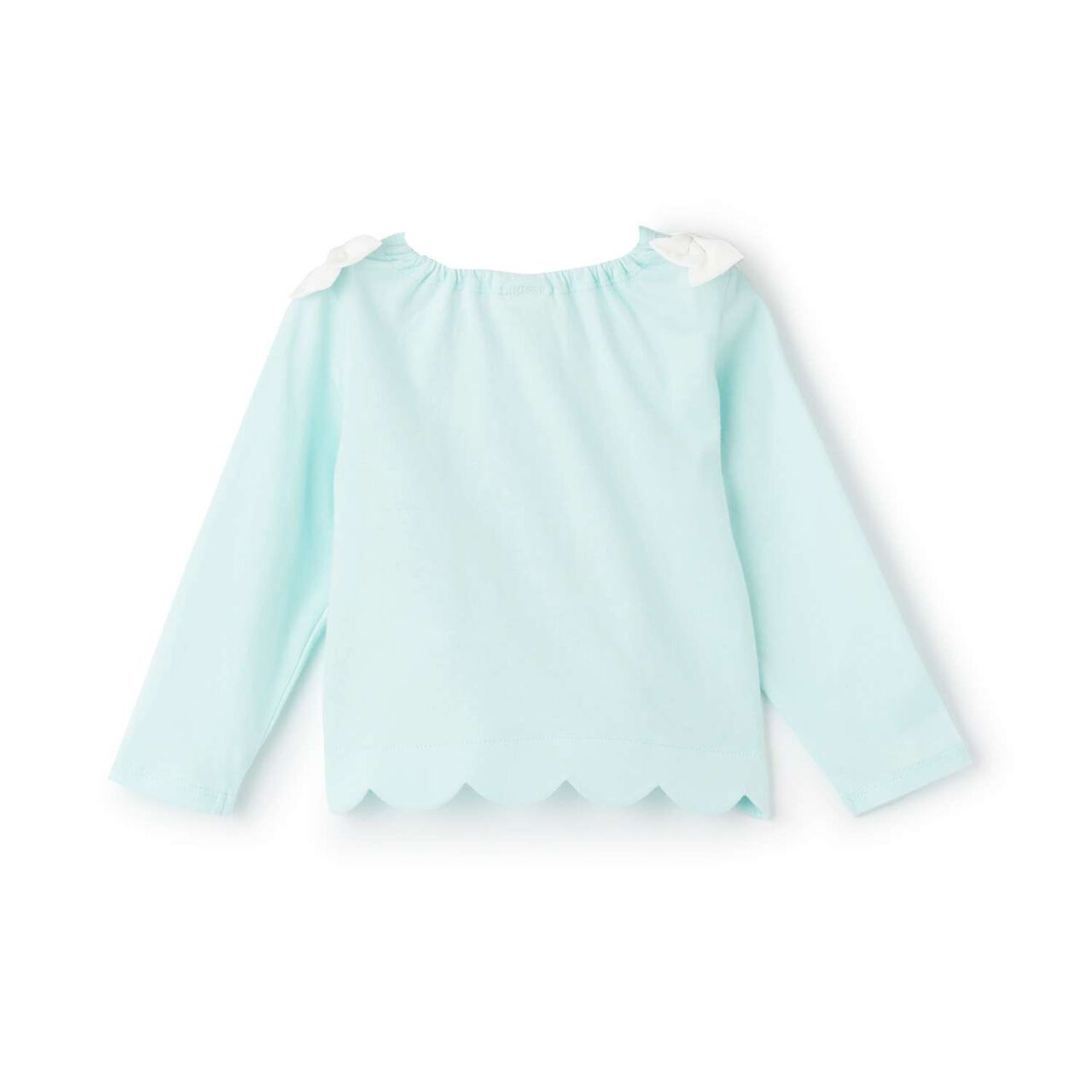 Scalloped Hem Graphic Long Sleeve T-Shirt,Off white, large image number 1