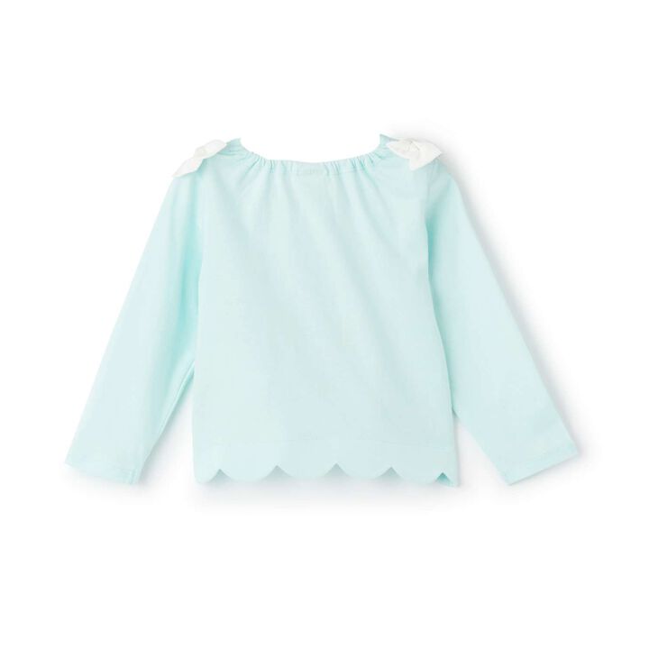 Scalloped Hem Graphic Long Sleeve T-Shirt,Off white, medium image number 1