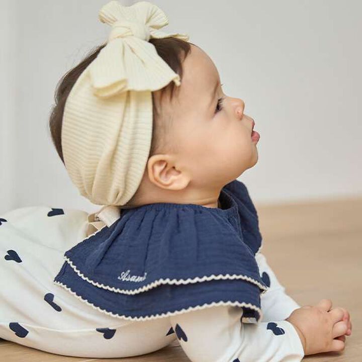 Frill Collar Bib with Pikomi Shin,Navy, medium image number 1