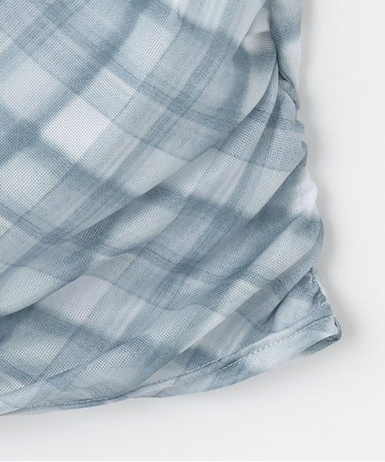 Checkered Sheer Short-Sleeve Inner Wear,Light blue, large image number 8