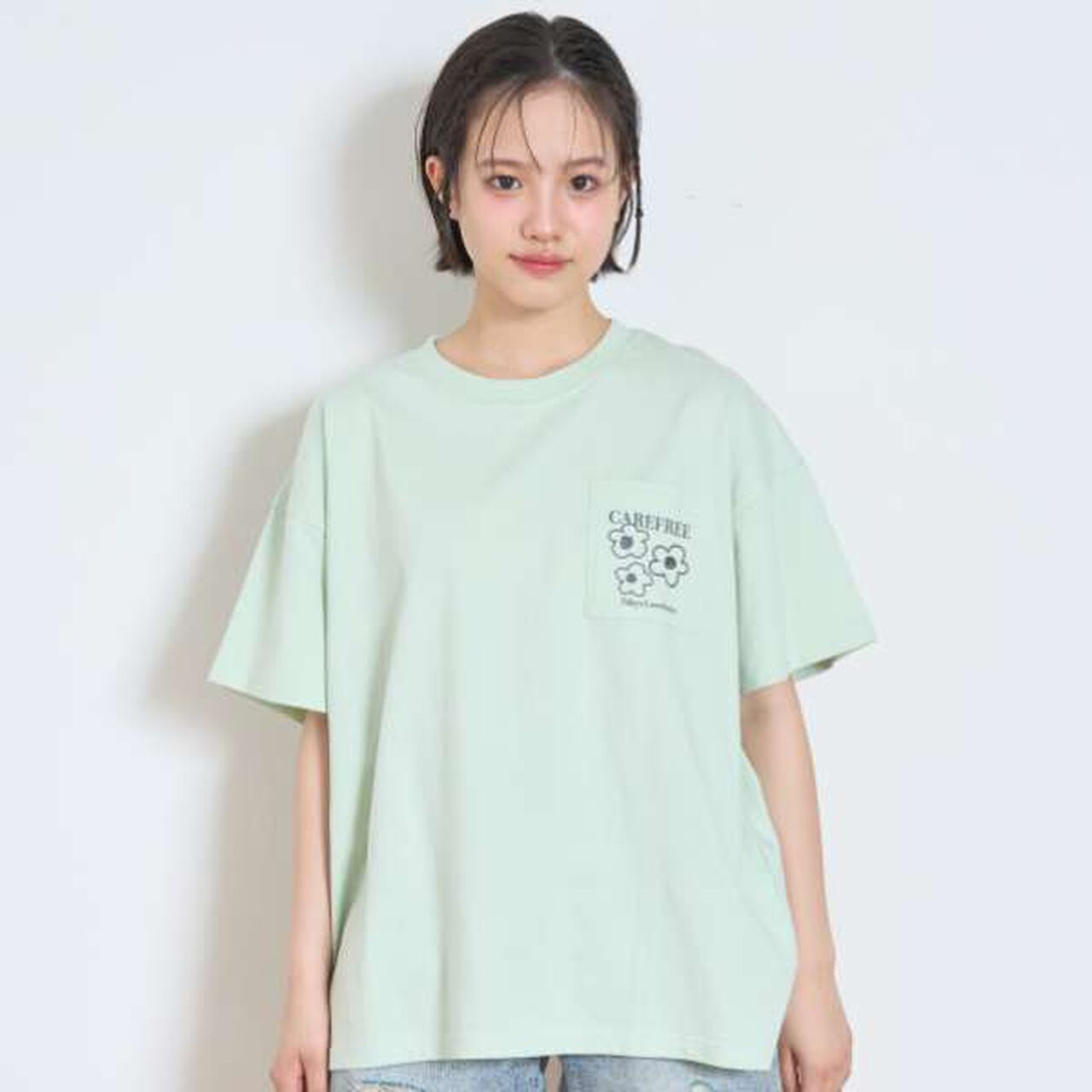 [7days] Flower Pocket Big T-Shirt,Charcoal gray, large image number 2