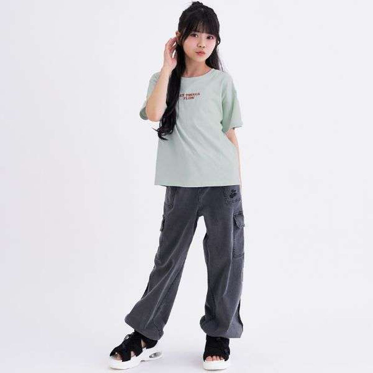 [Daily Price] 100% Cotton Patch-Style Short Sleeve T-Shirt,Ivory, large image number 2