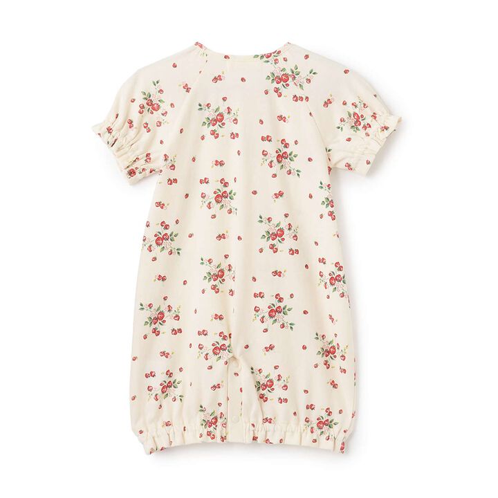 Organic Wild Strawberry Short-Sleeve 2WAY Romper [Made in Japan],Pearl white, medium image number 1