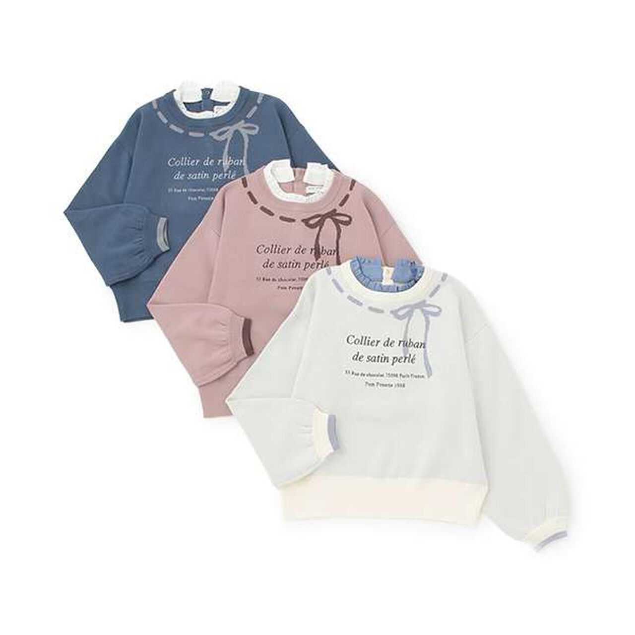 Ribbon Jacquard Frill Collar Knitwear,Pink, large image number 9