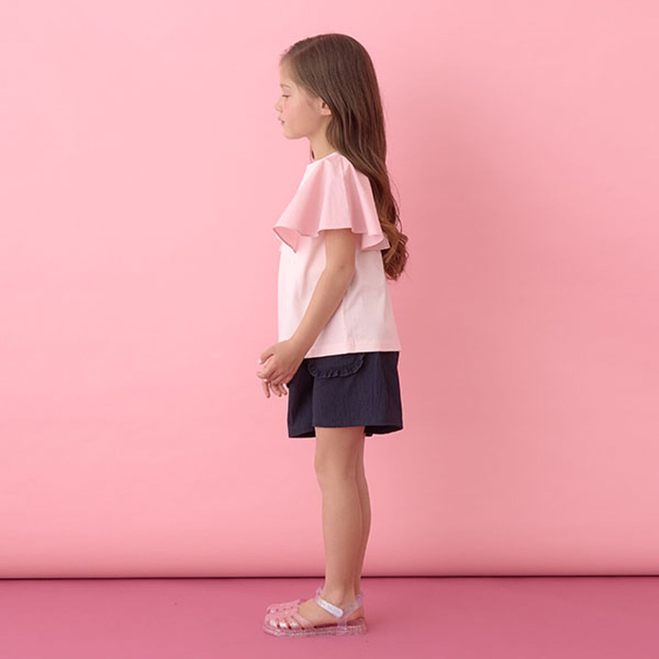 [Reversible] Soft Cotton Flare Sleeve T-Shirt,Moderate pink, large image number 5