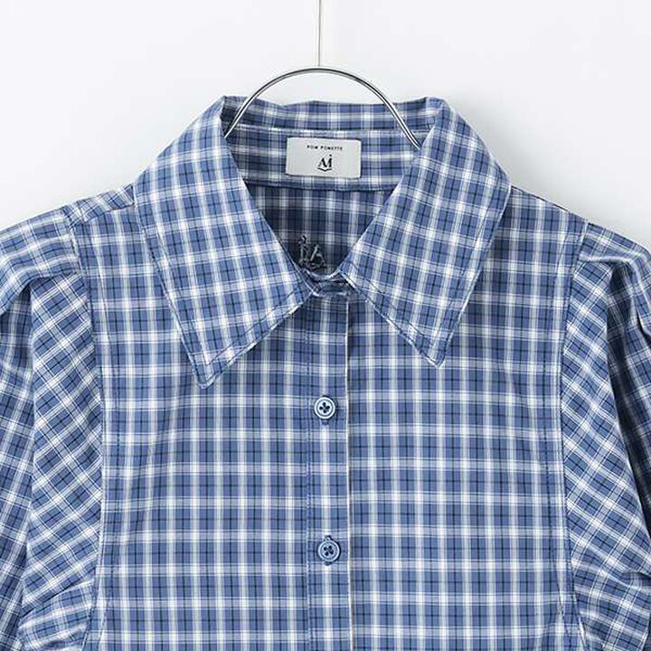 [AMI] Volume Sleeve Check Blouse,Deep blue, medium image number 8