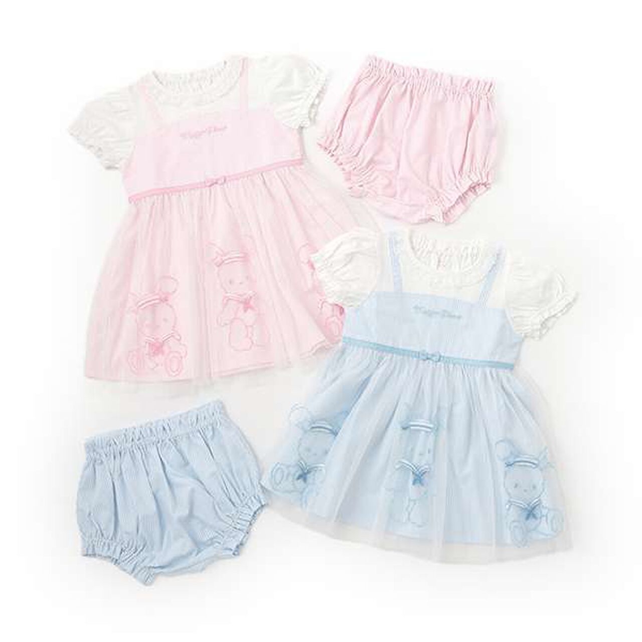 Rabbit Embroidery Docking Dress & Bloomers Set,Light blue, large image number 11