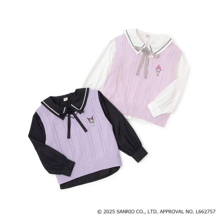 My Melody / Kuromi Knit Vest & Sailor Blouse Set,Purple, medium image number 12