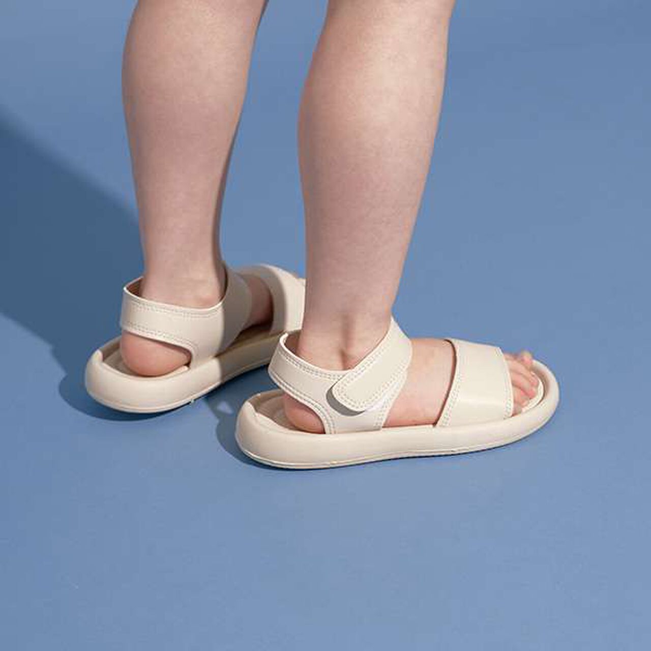 Faux Leather Flat Sandals,Ivory, large image number 3