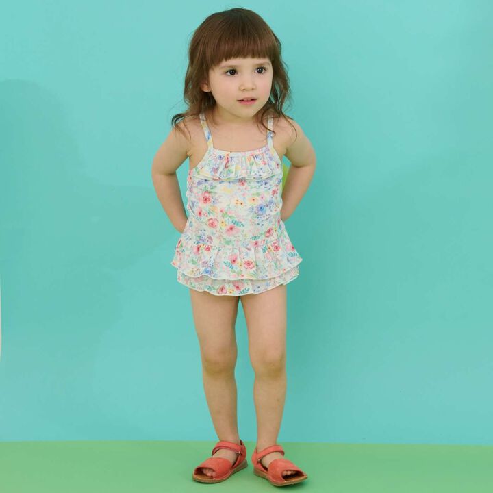 [SWIM] Girls' Floral Pattern One-Piece Swimwear [UV Protection],Pink, medium image number 10