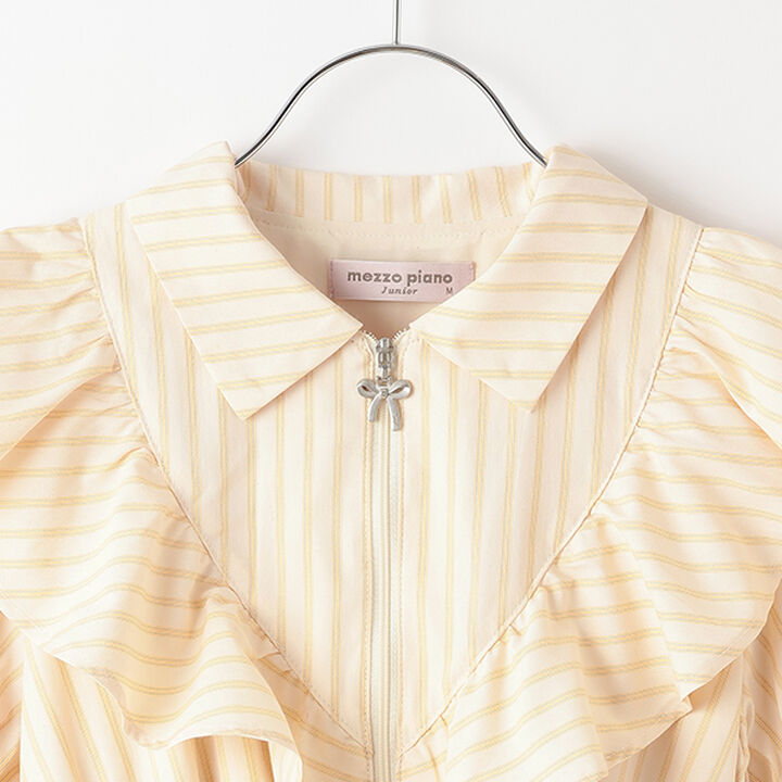 Half-Zip Frill One-Piece Dress,Sax blue, medium image number 3