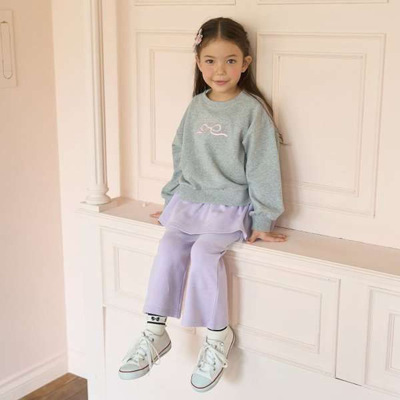 Tomo Pants with Gathered Skirt and Wool Lining Flare Pants,Mint, large image number 17