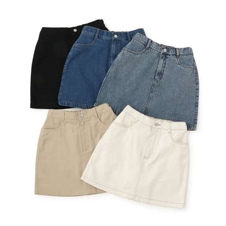 Denim Twill A-Line Skirt with Shorts,Navy, medium image number 2