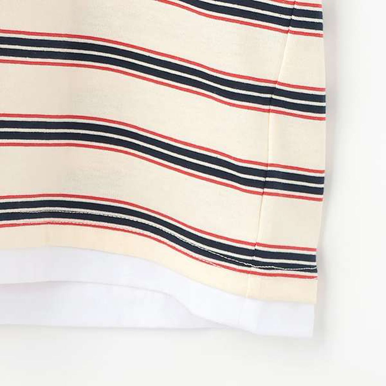 Stripe Pattern One-Point Embroidery Layered Big Short Sleeve T-Shirt,Navy, large image number 5