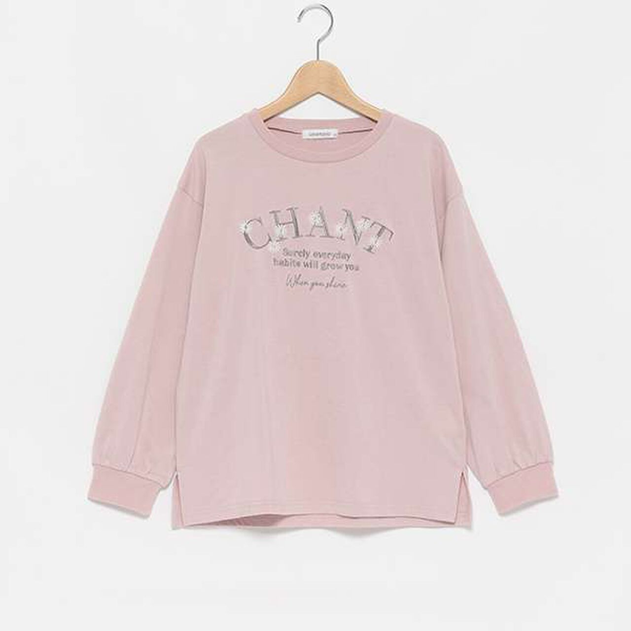 Orgabits Flower Embroidery Long Sleeve T-Shirt,Charcoal gray, large image number 7