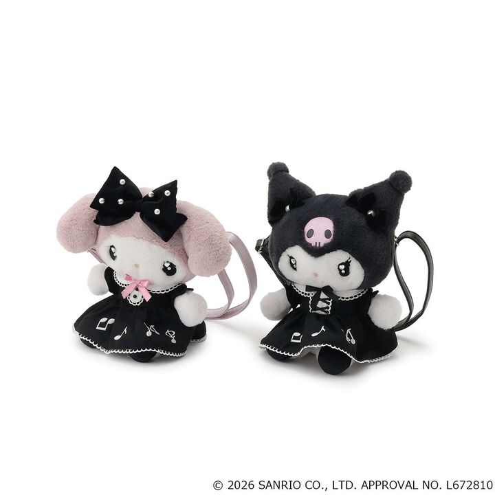 [My Melody / Kuromi] Plush Shoulder Bag,Charcoal gray, medium image number 1